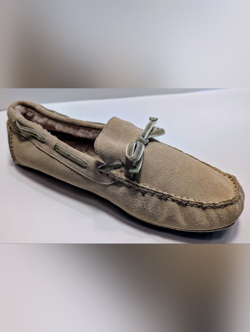 Cole Haan Suede Driving Slippers Shearling Lined Women's 8.5